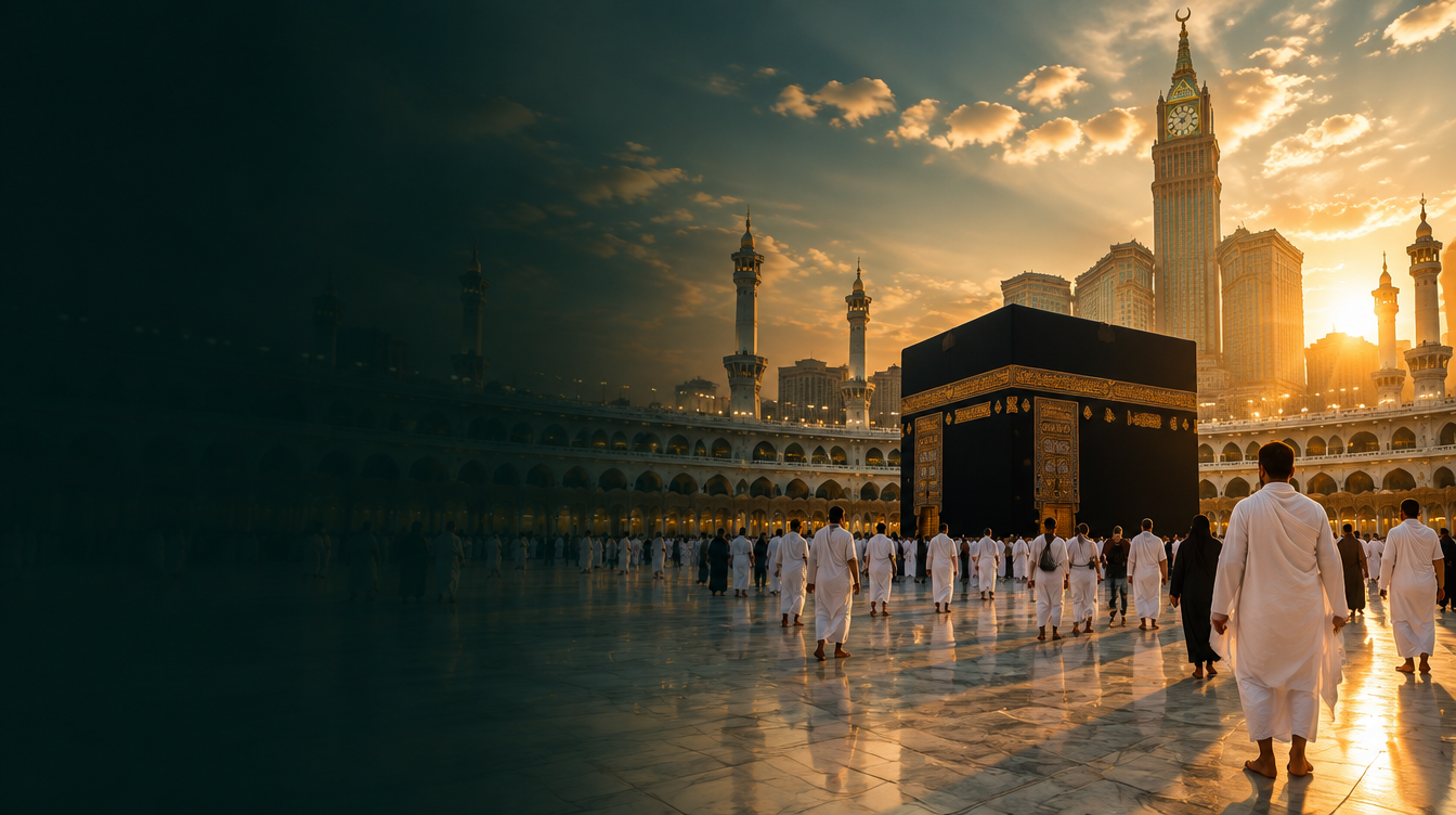 Suasana sinematik Masjidil Haram karya Higgsfield